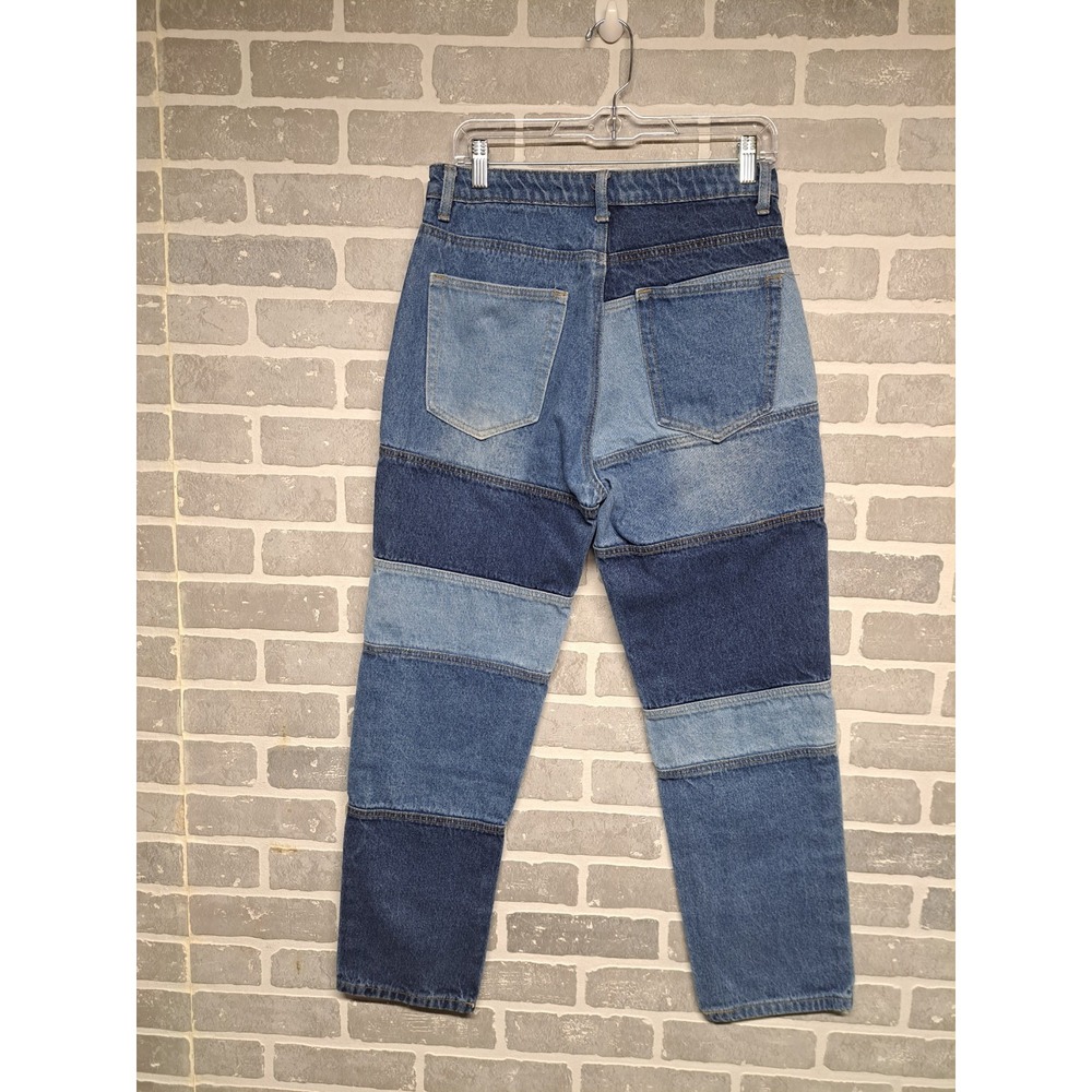 AKIRA High Rise Patchwork Jeans - Blue - Picture 6 of 8